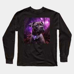 Staffy Puppy In Forest Long Sleeve T-Shirt